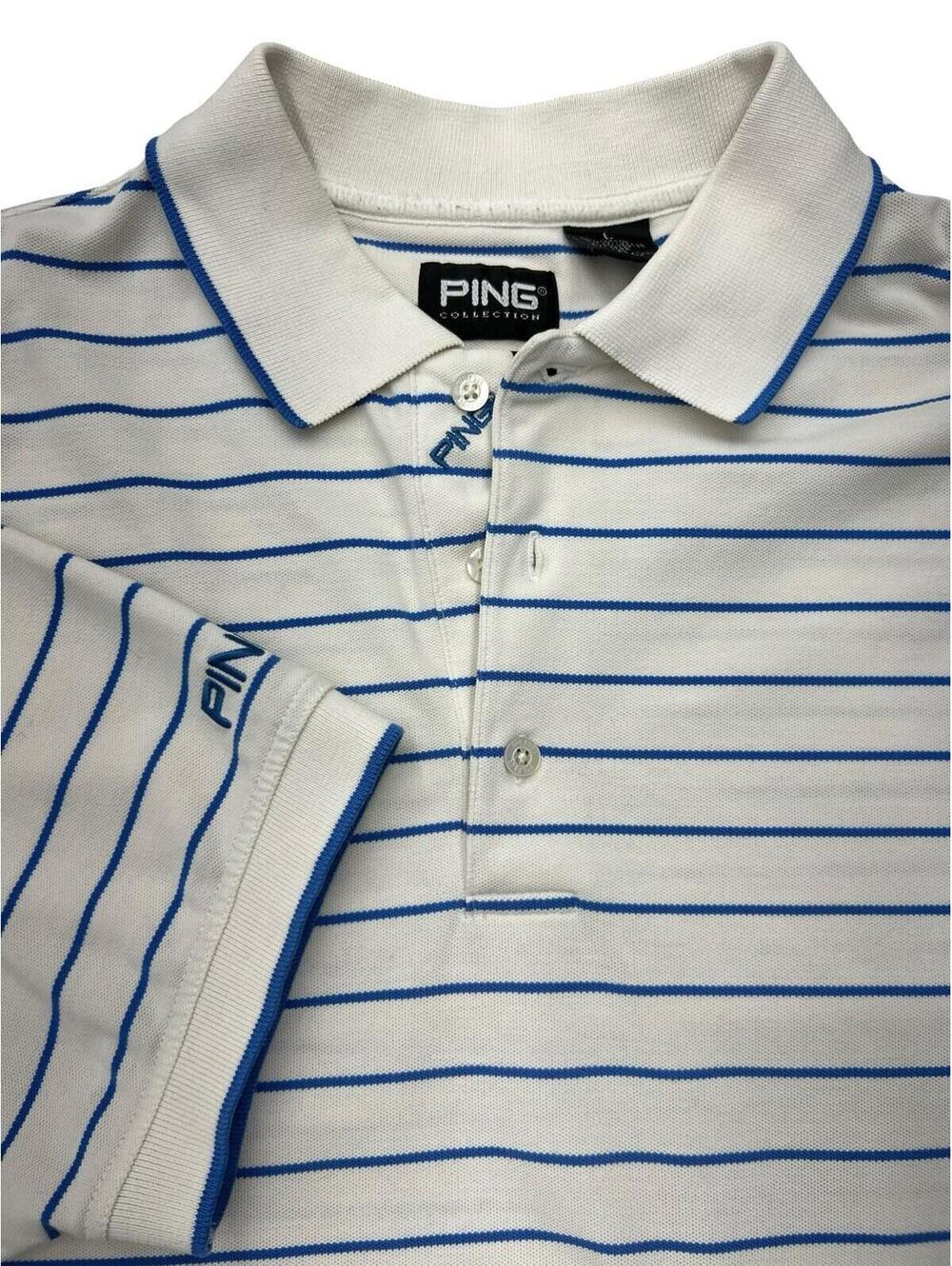 PING Collection Blue Stripe Golf Polo Shirt | Performance Golf Polo
